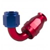 Alu coupling 120&deg;, for PTFE hose, swivel nut JIC 74&deg; cone, blue/red