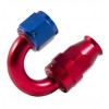 Alu coupling 180&deg;, for PTFE hose, swivel nut JIC 74&deg; cone, blue/red
